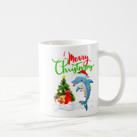 Mug Funny Dolphin Fish Lover Xmas Lighting Dolphin Chr (Droite)