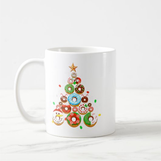 Mug Funny Donuts Christmas Tree Lights Xmas Pjs Boys K (Gauche)