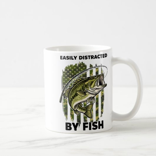 Mug Funny Easily Distracted By Camo B Fish American Fl (Droite)