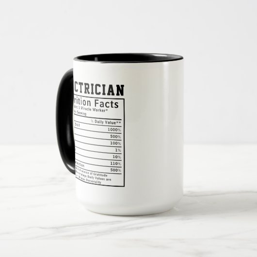 Mug Funny Electrician Nutrition Facts Electrical Gift (Devant gauche)