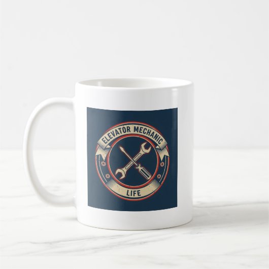 Mug Funny Elevator Technician Gift - Mechanic Life Log (Gauche)