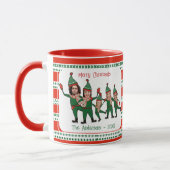 Mug Funny Elf Famille de cinq photo Rouge Vert Noël (Gauche)