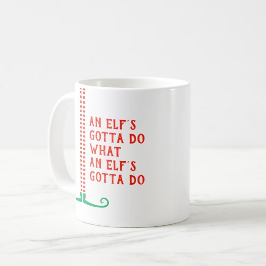 Mug Funny Elf Legs Chaussures Un Elfe doit faire Noël (Devant gauche)