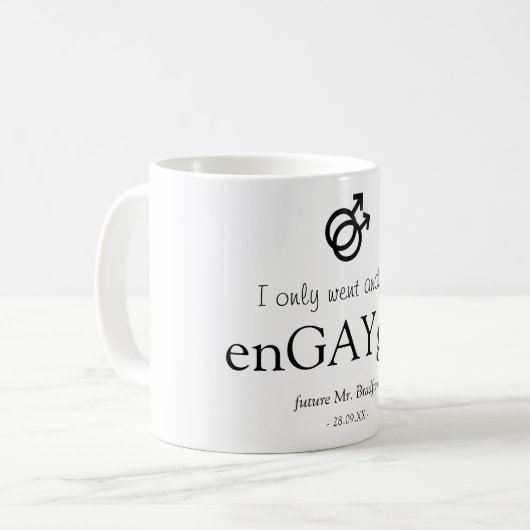 Mug Funny 'enGAYgé' fiançailles (Devant gauche)
