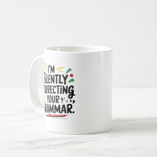 Mug Funny Enseignant Anglais : Conception Silencieuse  (Devant gauche)