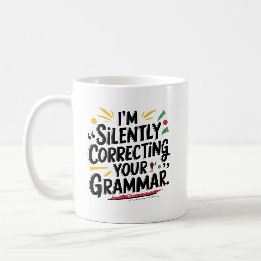 Mug Funny Enseignant Anglais : Conception Silencieuse (Gauche)