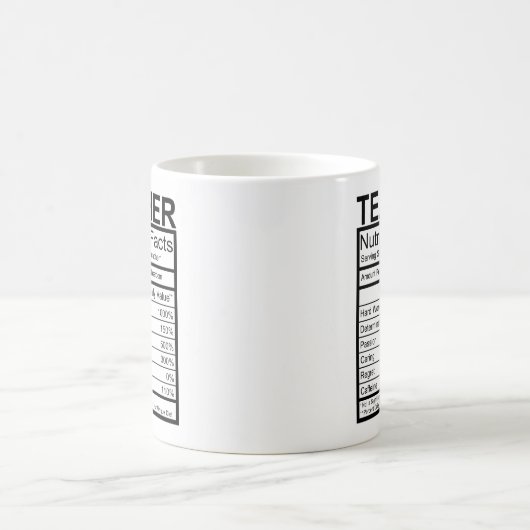 Mug Funny Enseignant Faits nutritionnels (Centre)