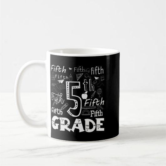 Mug Funny Fifth Grade Doodle Tygraphy Birthday Design (Gauche)