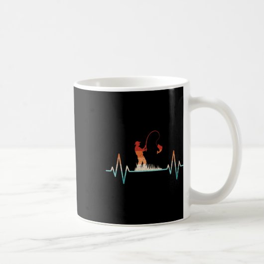 Mug Funny Fishing Heartbeat Retro Fish Fishman (Droite)