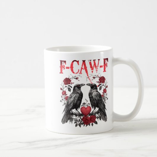 Mug Funny Floral Heart Raven F-caw-f Anti Valentin's D (Droite)