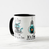Mug Funny Frazzled Cat Everything Is Fine Office Coffe (Devant gauche)