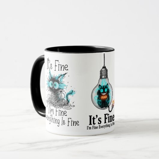 Mug Funny Frazzled Cat Everything Is Fine Office Coffe (Devant gauche)