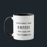 Mug Funny Freud n’avait pas de psychologie du café<br><div class="desc">Commencez votre journée avec une touche d'humour et une bonne dose de caféine ! Cette tasse excentrique présente la citation excentrique "Freud n’avait pas de café et regarde comment ça s’est passé", offrant un clin d’oeil ludique à l’un des grands de la psychologie. Que vous soyez un thérapeute, un étudiant...</div>