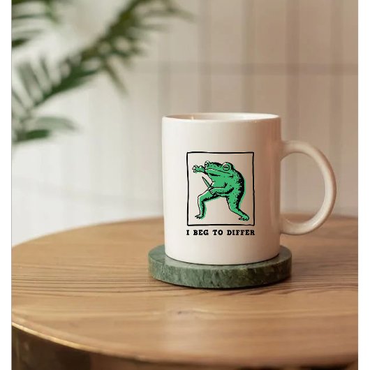 Mug Funny Frog with Knife – "I Beg to Differ" Meme