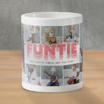 Mug Funny Funtie Tante Photo Collage<br><div class="desc">Drôle tante tasse à café avec 8 photos de famille à remplacer par la vôtre,  le dicton "funtie,  comme une tante normale,  seulement glacière de façon",  et les noms des enfants.</div>