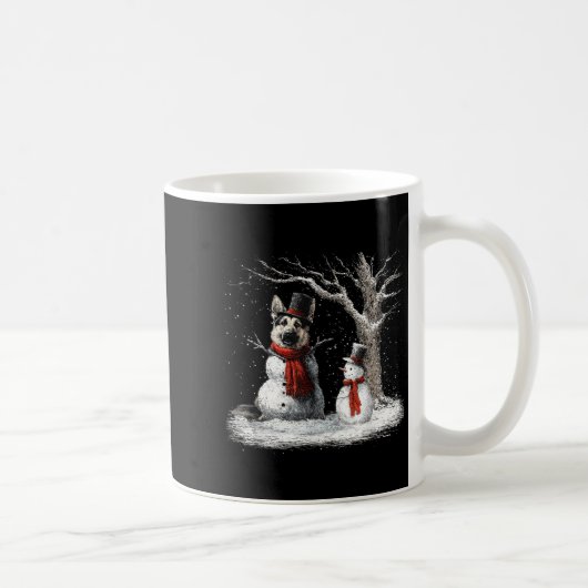 Mug Funny German Shepherd Dog In The Snow Tree Christm (Droite)