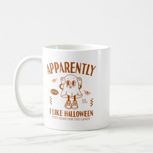 Mug Funny Ghost Apparently, I Like Halloween (Gauche)