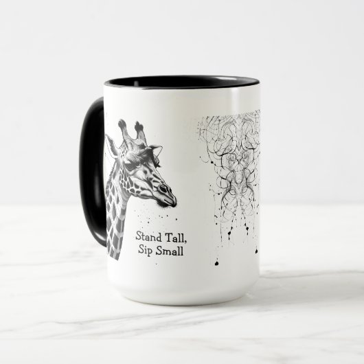 Mug Funny Giraffe Noir Blanc Encre Personnalisée (Devant gauche)