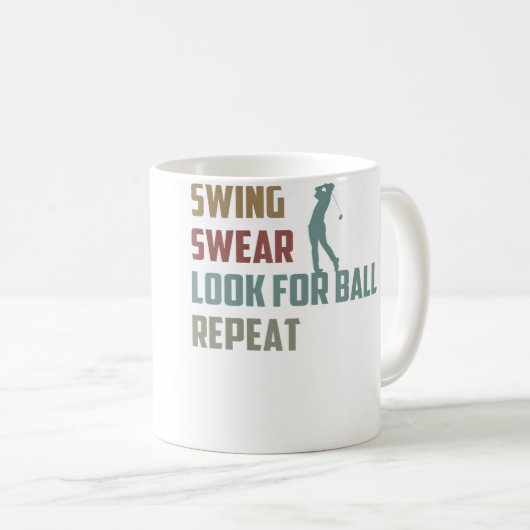Mug Funny Golfer Look For Ball Repeat Golf Player (Devant droit)