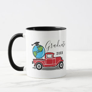 Mug Funny Graduate 2023 Vintage Red Truck Globe