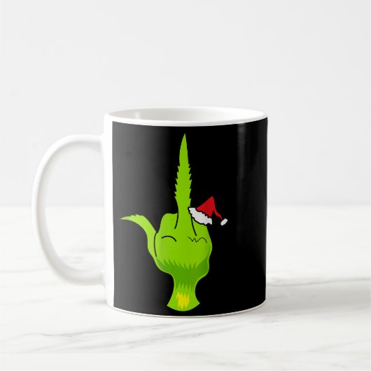 Mug Funny Green Hand Middle Finger Xmas Santa (Gauche)