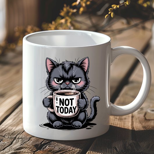 Mug Funny Grumpy Black Cat Lover Not Today Sarcastic