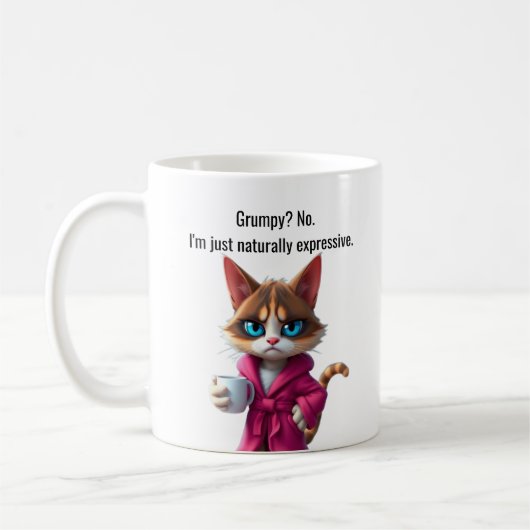 Mug Funny Grumpy cat dans un chat Calico Robe et Café (Gauche)
