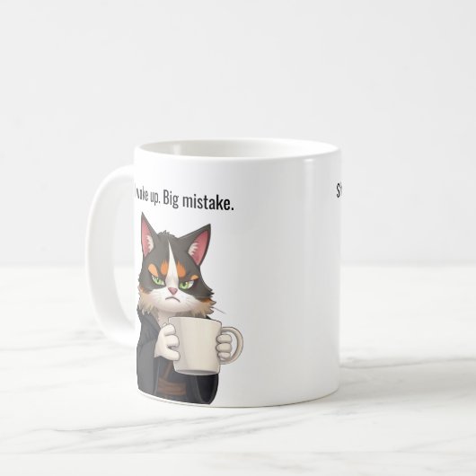 Mug Funny Grumpy cat dans un chat Robe et Café (Devant gauche)