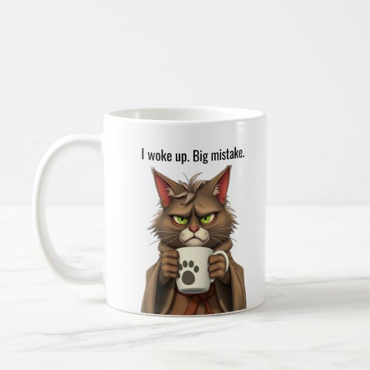 Mug Funny Grumpy cat dans un chat Robe et Café (Gauche)