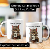 Mug Funny Grumpy cat dans un chat Robe et Café