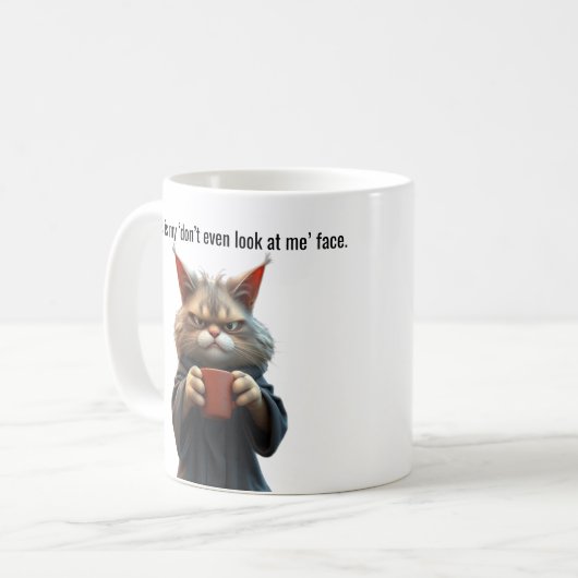 Mug Funny Grumpy cat dans un Robe et Café (Devant gauche)