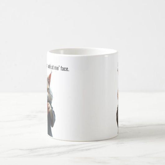 Mug Funny Grumpy cat dans un Robe et Café (Centre)