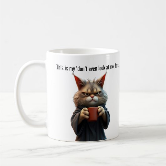 Mug Funny Grumpy cat dans un Robe et Café (Gauche)