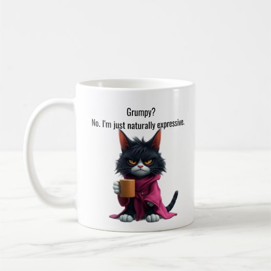 Mug Funny Grumpy cat dans un Robe et café Black Cat (Gauche)