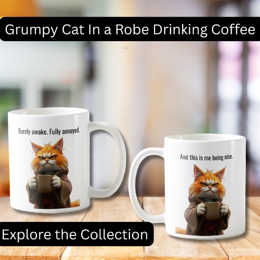 Mug Funny Grumpy cat dans un Robe et café Orange Cat