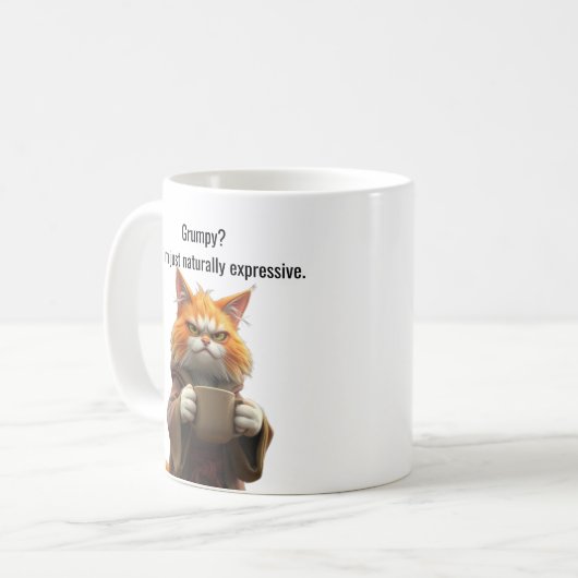 Mug Funny Grumpy cat dans un Robe et café Orange Cat (Devant gauche)