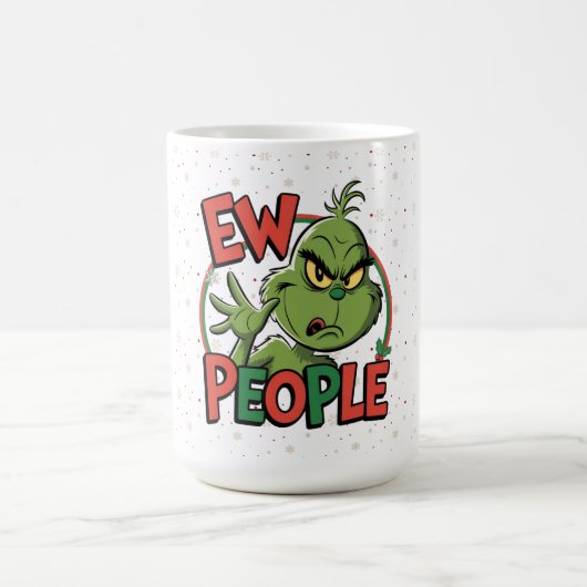 Mug Funny Grumpy Christmas “Ew People” Cartoon Design  (Centre)
