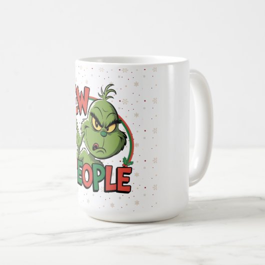 Mug Funny Grumpy Christmas “Ew People” Cartoon Design  (Devant droit)