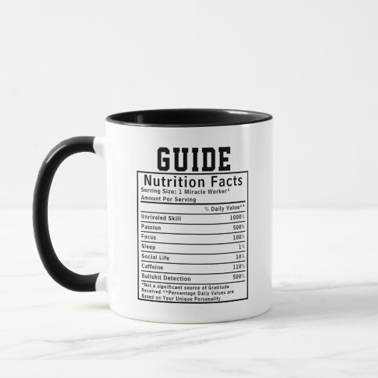 Mug Funny Guide Nutrition Facts Instructor Worker Gift (Gauche)