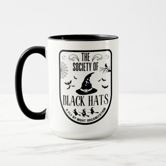 Mug Funny Halloween fête noir casquette sorcière broom (Gauche)