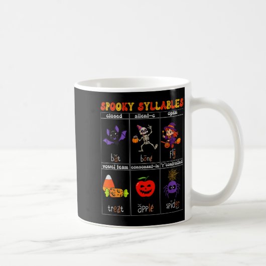 Mug Funny Halloween Teacher Spooky Syllables Candy Cos (Droite)