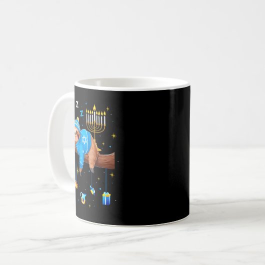 Mug Funny Hanukkah Sloth Jewish Chanukah Sleeng Hanukk (Devant gauche)