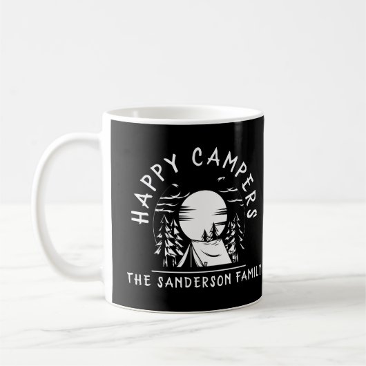 Mug Funny Happy Campers Nom Famille Camping Voyage (Gauche)