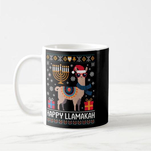 Mug Funny Happy Llamakah Llama With Menorah (Gauche)