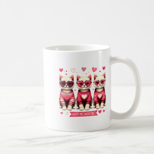 Mug Funny Happy Meowentines Cute Valentine Cats Love C (Droite)