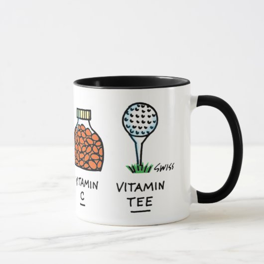 Mug Funny Healthy Golfer Golf Ball Cartoon Vitamin Tee (Droite)