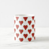 Mug Funny Heart Pattern gold red + your backgr. & (Centre)