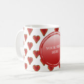 Mug Funny Heart Pattern gold red + your backgr. & (Devant gauche)