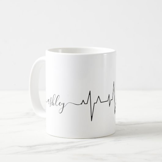 Mug Funny Heartbeat Line Art Valentine's Day mignon ca (Devant gauche)