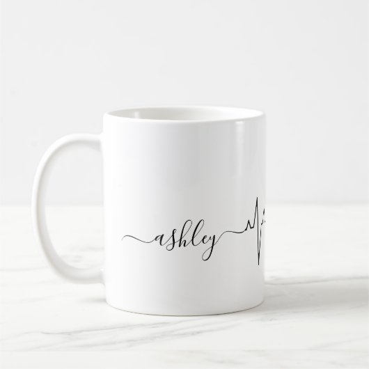 Mug Funny Heartbeat Line Art Valentine's Day mignon ca (Gauche)